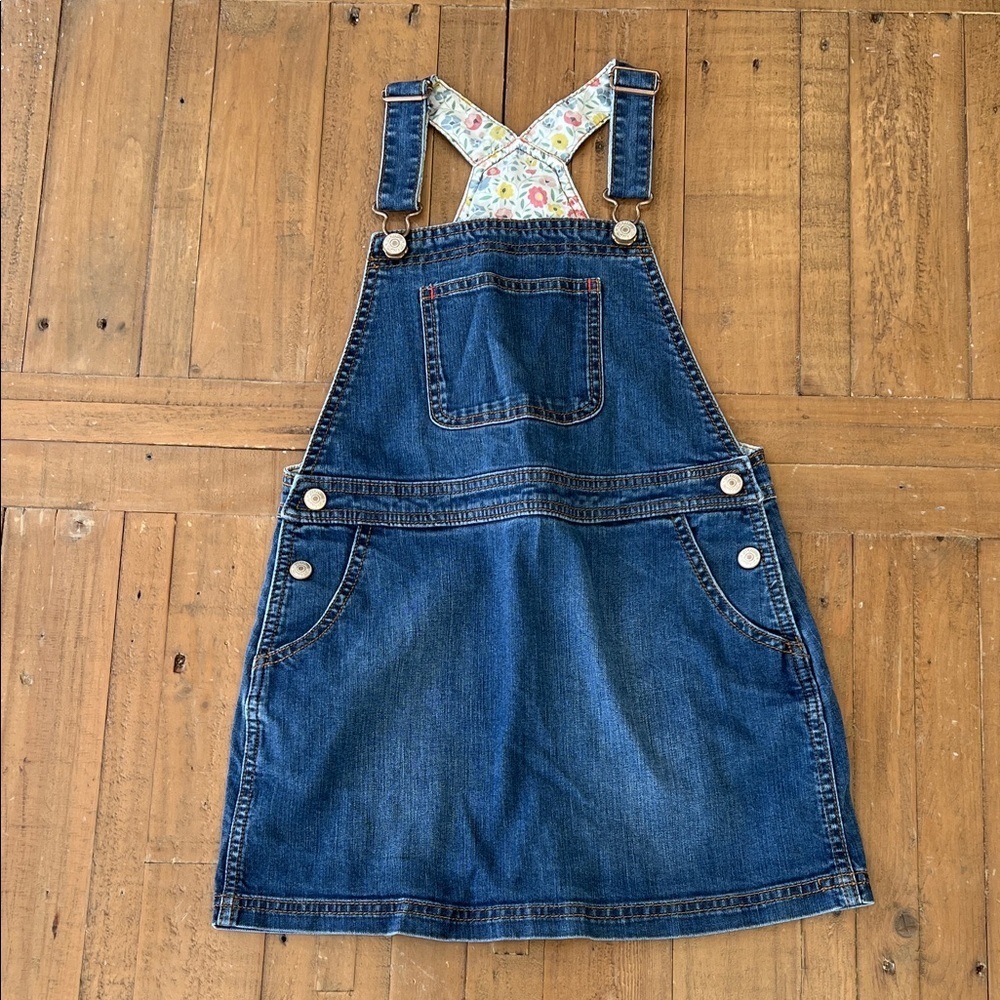 Mini Boden denim jean jumper overall dress 7-8 years